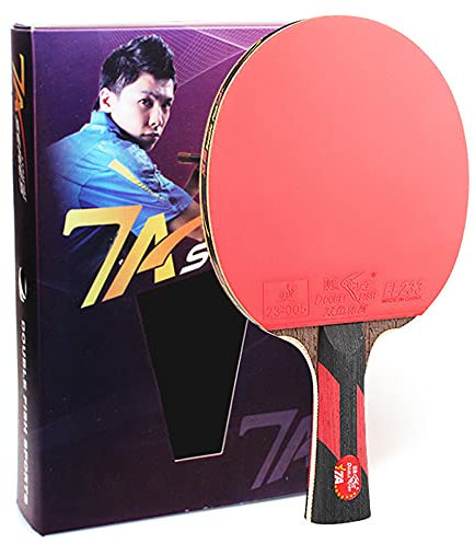 HSWOYEA Pala de Tenis de Mesa de Alto Rendimiento, Flexible, Ofensiva, con Bolsa para Raqueta, 7 Estrellas, Mango Largo