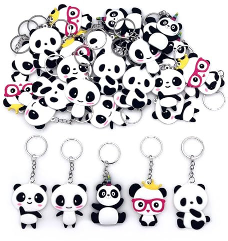 JZK Lot de 30 Porte-clés Panda, Cadeau de Fête d'Anniversaire sur le Thème Chinois, Accessoire Gadget pour Amoureux des Pandas
