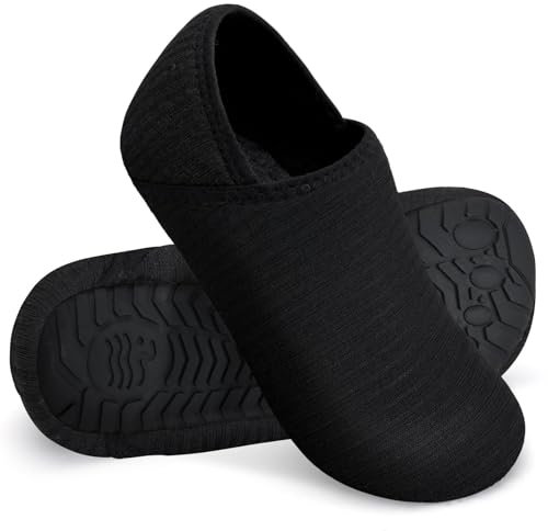 WateLves Damen Memory Foam Plüsch Hausschuhe Antirutsch Baumwolle Pantoffeln Mit Polar Fleece-Futter (Schwarz Streifen 40/41)