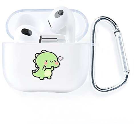 AKABEILA Hülle Kompatibel mit Apple AirPods 4 Transparente Schutzhülle Weich TPU mit Niedliches Design Karabiner AirPods 4 Gen 2024 USB-C Ladehülle LED Front Sichtbar