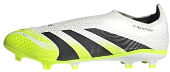 adidas Unisex Predator League Laceless Firm Ground/Multi Ground Football Boots, Cloud White/Core Black/Lucid Lemon, 13 UK