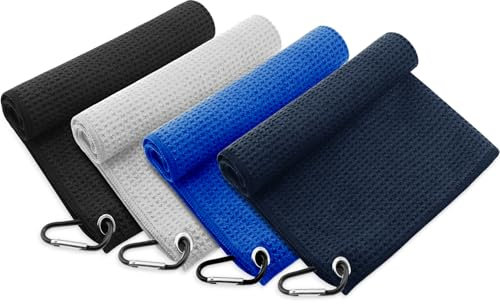 KEAHND 3 Stück Mikrofaser-Golf-Handtuch,Golf Handtuch Mikrofaser Herren,Golf Handtücher Mit Waffelmuster,Pour Terrain de Golf Sports de Plein Air Fitness 40×40cm