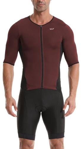Lo.gas Tuta da Triathlon da Uomo Trisuit a Maniche Corte Traspirante Asciugatura Rapida per Nuoto Ciclismo e Corsa