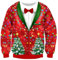 Fannyfuny Weihnachtsshirt Herren Ugly Weihnachts Pullover Warm Weihnachtspullis Strickpullover Weihnachtsbaum Motiv Langarm Tshirt Weihnachtssweater Ugly Christmas Sweater Weihnachten Kleidung