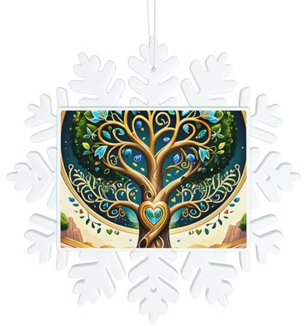Ciondolo natalizio a forma di albero della vita, a forma di cuore in fiore, in plastica, 12,7 cm, ornamenti per albero di Natale, divertenti ornamenti natalizi