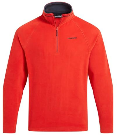 Crag hoppers Men's Corey VI Half Zip Fleece Lightweight Insulating Top, Pimento Red, L