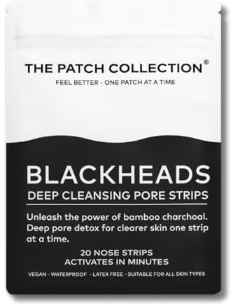 The Patch Collection® – Blackheads Deep Cleansing Pore Strips | Charcoal, Witch Hazel, Aloe Vera (Pack of 20)