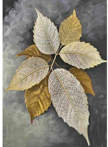 SHEGZHUC Diamond Painting Erwachsene Blätter Gold, 30x40cm Diamant Malerei Bilder Pflanzen Blatt Blumen, Mosaik Stickerei Kreuzstich Kunst Geschenk, Wanddekoration für Schlafzimmer Wohnzimmer