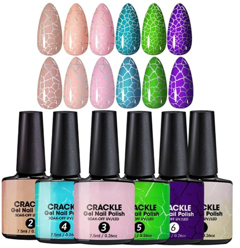 Craquelé Gel Nagellack Set UV LED Lampe Unterlage Überzug Craquelé für