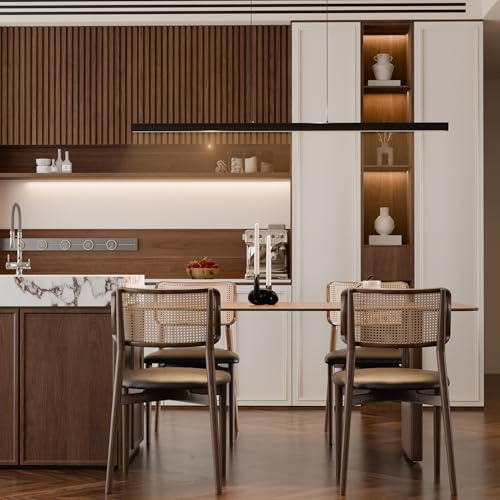 XMTECH LED Pendelleuchte 60W, 150cm, höhenverstellbar bis 115cm, Warmweiß 2800–3200K, Aluminium & Acryl, Hängeleuchte Esszimmer, Wohnzimmer, Küche, IP44