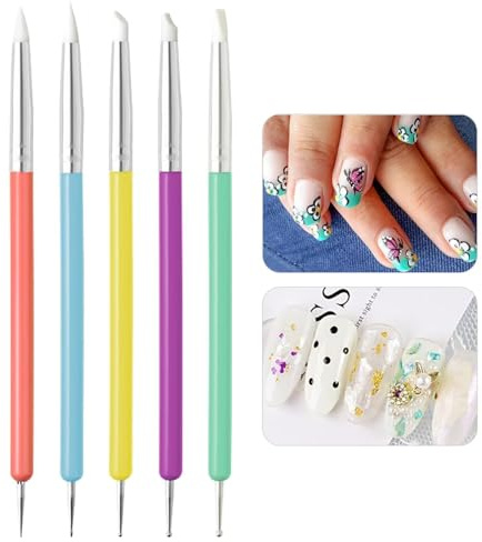 Set di 5 pennelli per unghie in silicone, per nail art e nail art