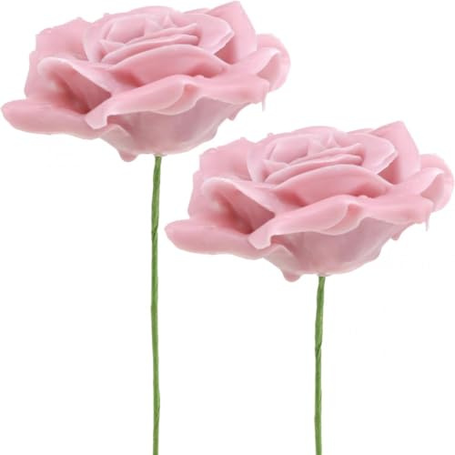 Viana Deko Wachsrosen Rosa Künstliche Blumen Tischdeko Hochzeit Ø8cm 12er Set, 12 Stück