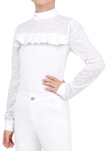 Charmsphere Girls Equestrian Shirt, Kids Equestrian Training Top White