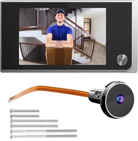 Leikurvo Spioncino elettronico per porta, LCD digitale da 8,9 cm, campanello digitale per porta a 170 gradi, spioncino elettronico visivo occhio di gatto per video domestico, senza visione notturna