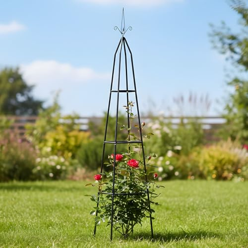 Rankhilfe Pyramide aus Metall, grün, Ø 35 x 200 cm hoch, Rankgitter | für Kletterpflanzen, Pflanzenstütze