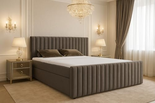 B&B HOME Boxspringbett Benito I, mit Bettkasten, Kopfteil und Topper, H3 Matratze mit Bonellfederung (velutto29)