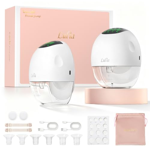 Lulia Breast Pump Hands Free, Wearable Electric Breast Pump 4 Mode 9 Levels | 380mmHg Powerful Suction & Ultra Quiet, Anti-Leak & Anti-Backflow, Portable & Discreet Memory Function, 17/19/21/24mm Flanges