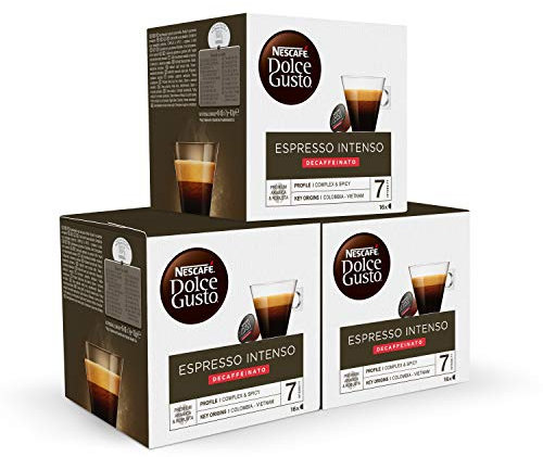 Café expresso intense décaféiné NESCAFÉ Dolce Gusto, paquet de 3 x 16 capsules - Total : 48 capsules de café