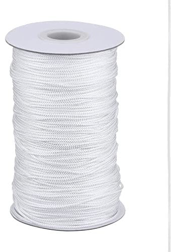 Trimming Shop 3mm Wide White Nylon Braided Cord for Gear Making, DIY Accessories, Gardening Plant and Crafts, Aluminium Blind Shade, 25 Metres