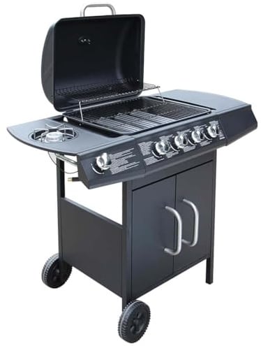 vidaXL Gasgrill 4+1 Brenner Schwarz