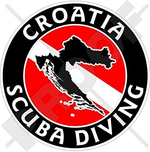 KROATIEN SCUBA DIVING Flagge, Kroatisch, Kartenform 100mm Rundschreiben, Auto & Motorrad Aufkleber, Vinyl Sticker