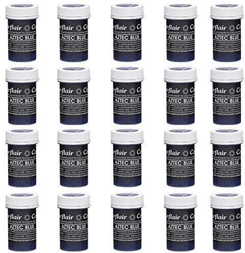 Sugarflair Aztec Blue Pastel Food Colouring Paste, Highly Concentrated for Use with Sugar Pastes, Buttercream, Royal Icing or Cake Mix, Subtle Colour Dye - 25g (Pack of 20)