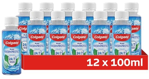Colgate Plax Cool Mint Mouthwash Alcohol Free 12 x 100ml, Instant Long-Lasting Freshness, 24/7 Plaque Protection