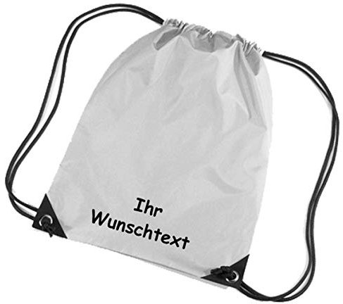 * Turnbeutel Sportbeutel Schuhbeutel Schwimmbeutel * Bestickt mit Namen/Wunschtext * 45x33 cm * (Silber)