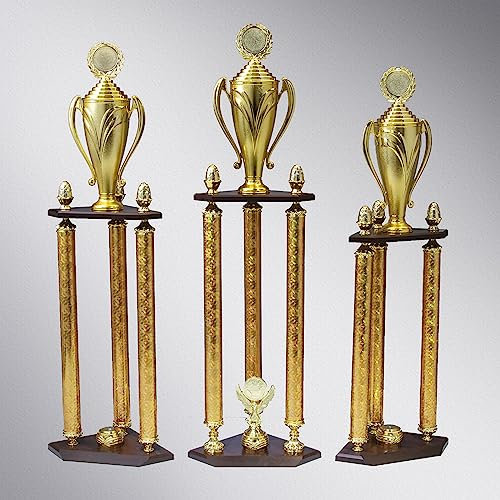 Henecka Säulenpokal Serie Ohio, Gold, mit Wunschgravur und auswählbarem Sport-Emblem, Größe 86,5 cm