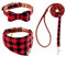 EXPAWLORER Hundehalsband mit Leine - Einstellbarer Hundehalsband mit Tuch Fliege und haltbarer weicher Hundeleine, moderner Halsband und Leine Set für Katze kleine mittelgroße große Hunde, Rot S