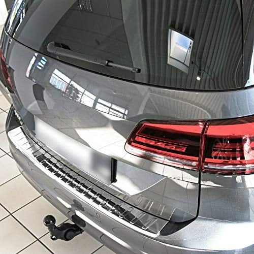 RECAMBO Ladekantenschutz Edelstahl kompatibel für VW Golf SPORTSVAN | ab 2014 - Hochglanz poliert, Chrom Look - Styling und Schutz für die Stoßstange