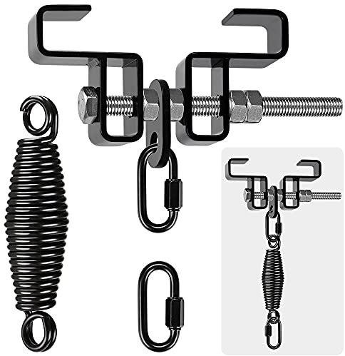Dolibest Boxsack I-Beam Aufhänger, Boxsack Halterung Balken Schwenkbar Verstellbar 9.4-17cm Einzelne Klemme Sandsack Befestigung Karabiner mit 5mm Feder für Indoor Outdoor Muay Thai Training,Bis 408kg
