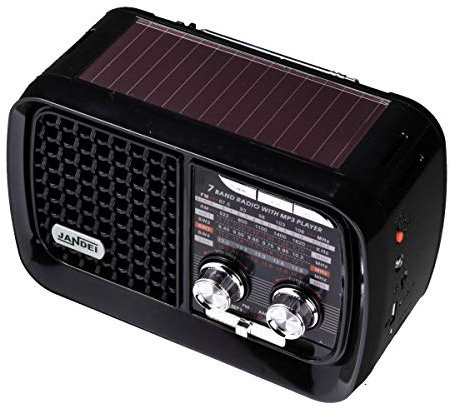 Jandei - Radio mit Solarpanel 7 Bänder, Bluetooth wiederaufladbare Lithium-Ionen-Batterie (Solarradio)