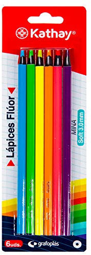 Kathay 86234399. Bleistifte mit 6 Farben, weiche Spitze, Mine 3 mm, perfekt zum Texten