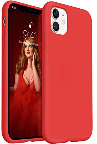 AOTESIER Coque en silicone liquide pour iPhone 11 - Protection intégrale antichoc - Compatible avec iPhone 11 - Anti-rayures et traces de doigts - Rouge