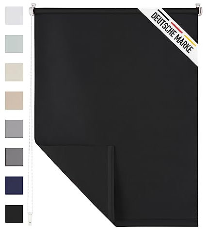 Blumtal Verdunklungsrollo 100 x 155-195 cm - Klemmfix Rollo ohne Bohren - Thermorollo Klemmfix - Fensterrollo Innen für Fenster und Türen - Klemmrollo - Fensterrollo - Sichtschutz Rollo in Schwarz