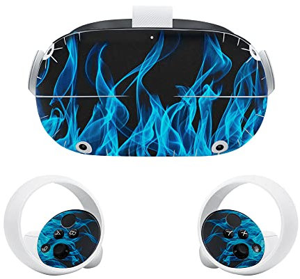 Headset Skin Sticker for VR, Mcbazel Protective Cover Decal Skin Wrap For VR Headset & Controllers - Blue Flame