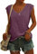 KOG Bluse Damen Elegant Ärmellose T-Shirt Shirt Casual Weiß Oberteile mit Flügelärmeln Frauen Schwarz Kleidung Frau Grau Sommer Shirts Top Damen V-Ausschnitte Tshirt Klamotten Rot XXL