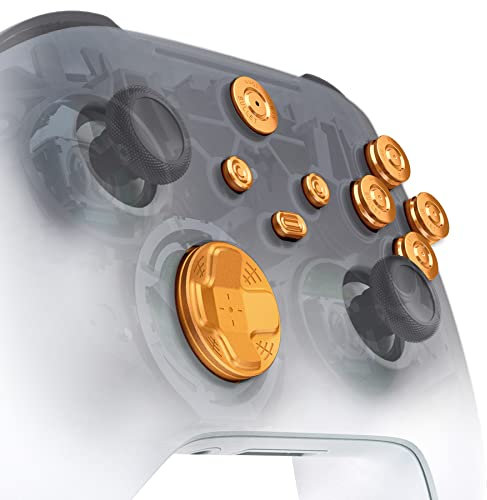 eXtremeRate 9 in 1 Custom Gold Metall Tasten für Xbox Series X/S Controller, Ersatz Knöpfe Set aus Aluminum D-Pad ABXY Ansicht Menü Taste Buttons Steuerkreuz Zubehör für Xbox Series X S Controller