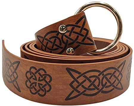 Mayting Mittelalter Wikinger Kunstleder Gürtel - Geprägt O Ring PU Leder Ritter Taillengürtel - Vintage Renaissance Cosplay Kostüm (A)