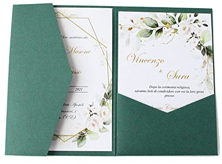 MillaSaw Einladungskarten zur Hochzeit, 25 Stück, Einladungen zum Geburtstag, Partydekoration … (dunkelgrün)