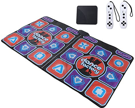 fansheng Dancing Mat, Double Player Wireless Foldable Electronic Light Music Dancing Mat for Kids Adults, Anti Slip Yoga Mat with AV Cable, Built In 63 Kinds of Games, for TV PC, Nice Gift