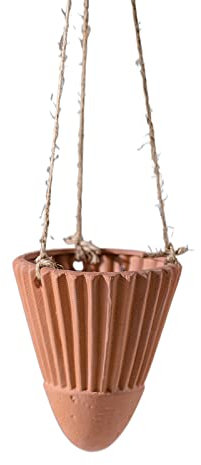 Keramik Hängepflanzgefäß, Hängepflanztopfkorb für drinnen und draußen, moderner Pflanztopf geometrischer Porzellan-Blumenampel für Kräuter Farne Efeu, L