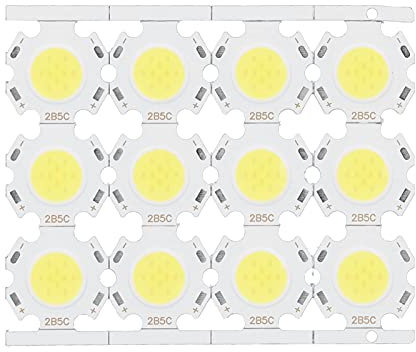 Alvinlite Chip LED, 12 piezas Chips LED COB Componente emisor de luz 5W 1517V para focos de bricolaje Lámpara de techo de luz descendente(Luz blanca)