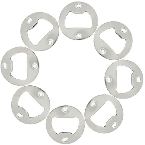 Hitefu 25PCS Bottle Opener Inserts Kit, Metal DIY Beer Bottle Opener Insert Kits, Round Bottle Opener Parts with Screws and Screwdriver Corkscrew Resin Mold Kit(Silver)