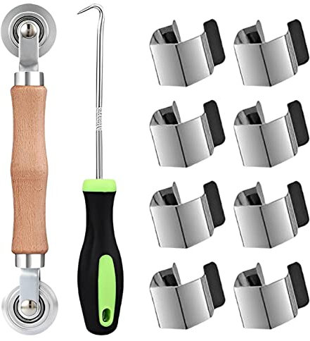 Werkzeug Einzieher Einroller für Keder - Fliegengitter Kederwerkzeug Spline Roller - Dichtungseinroller Mit Holzgriff - Gummistreifen Haken Kedereinroller Werkzeug Insektenschutz Ersatzteil