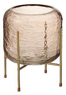 J-Line Vase Rond Sur Pied Verre Marron/Or Small