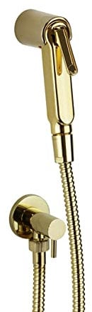 Damast - Hygienisches Duschset in Goldfarbe mit Absperrhahn 18127 - RUB11174 - Gold