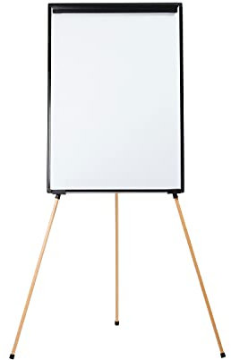 Bi-Office Essence Dreibein Flipchart, magnetischer Oberfläche aus lackiertem Stahl, Struktur aus schwarzem Aluminium und Holz