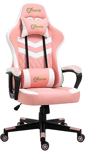 Vinsetto IE Located Racing Gaming Chair with Lumbar Support, Headrest, Swivel Wheel, Plastic Leather Gamer Desk Chair for Home Office